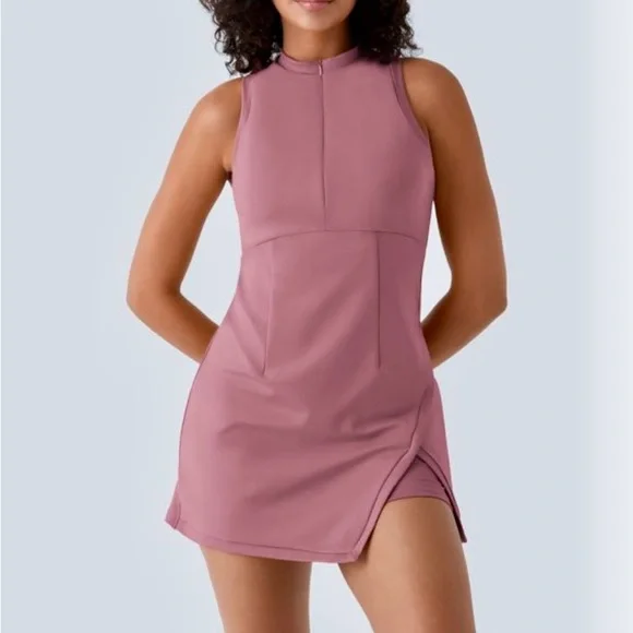 New! HALARA Zipper Racerback Split 2 piece Mini Tennis Active Dress - Picture 1 of 7